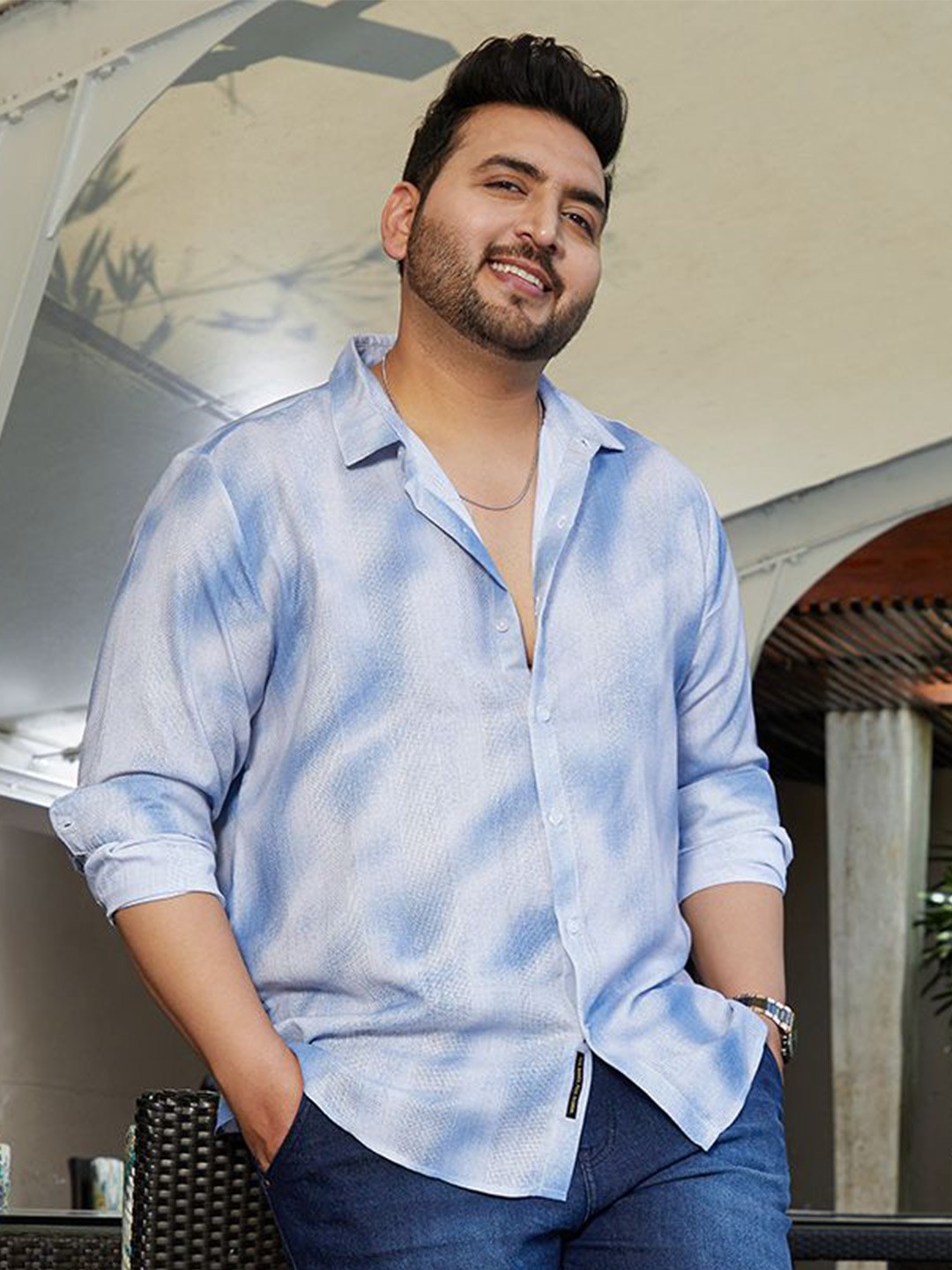 

Instafab Plus Men Comfort Opaque Casual Shirt, Blue