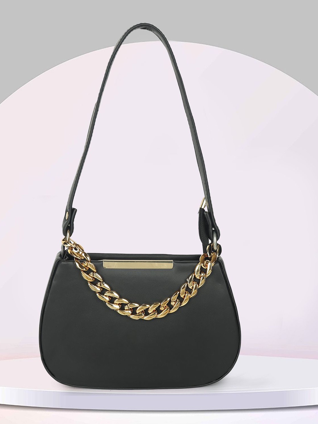 

LADY QUINTON PU Bucket Shoulder Bag with Cut Work, Black