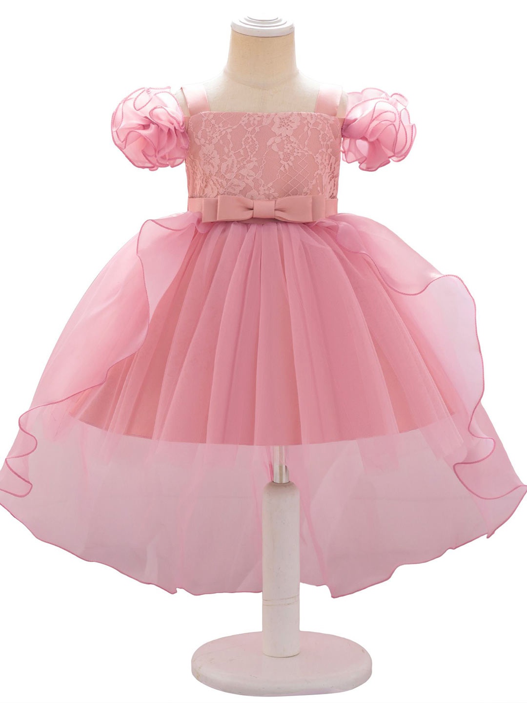 

StyleCast x Revolte Choker Neck Puff Sleeve Ruffled A-Line Dress, Pink