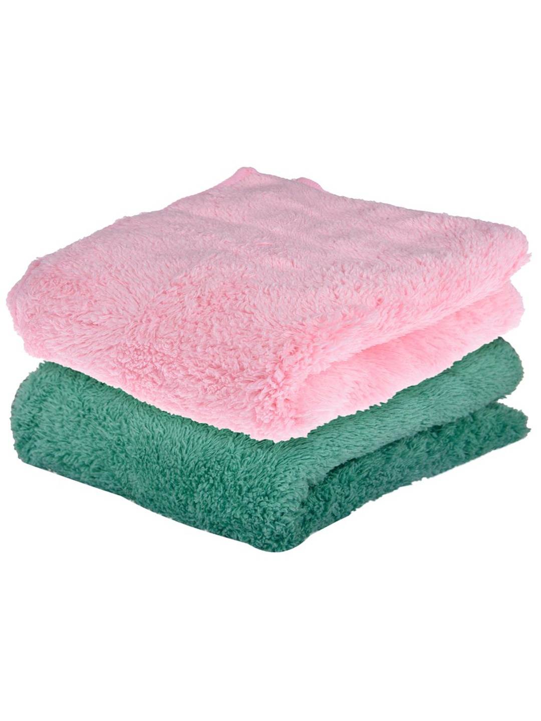 

Kuber Industries Pack Of 2 Green & Pink Reusable 350 GSM Microfiber Cleaning Cloth