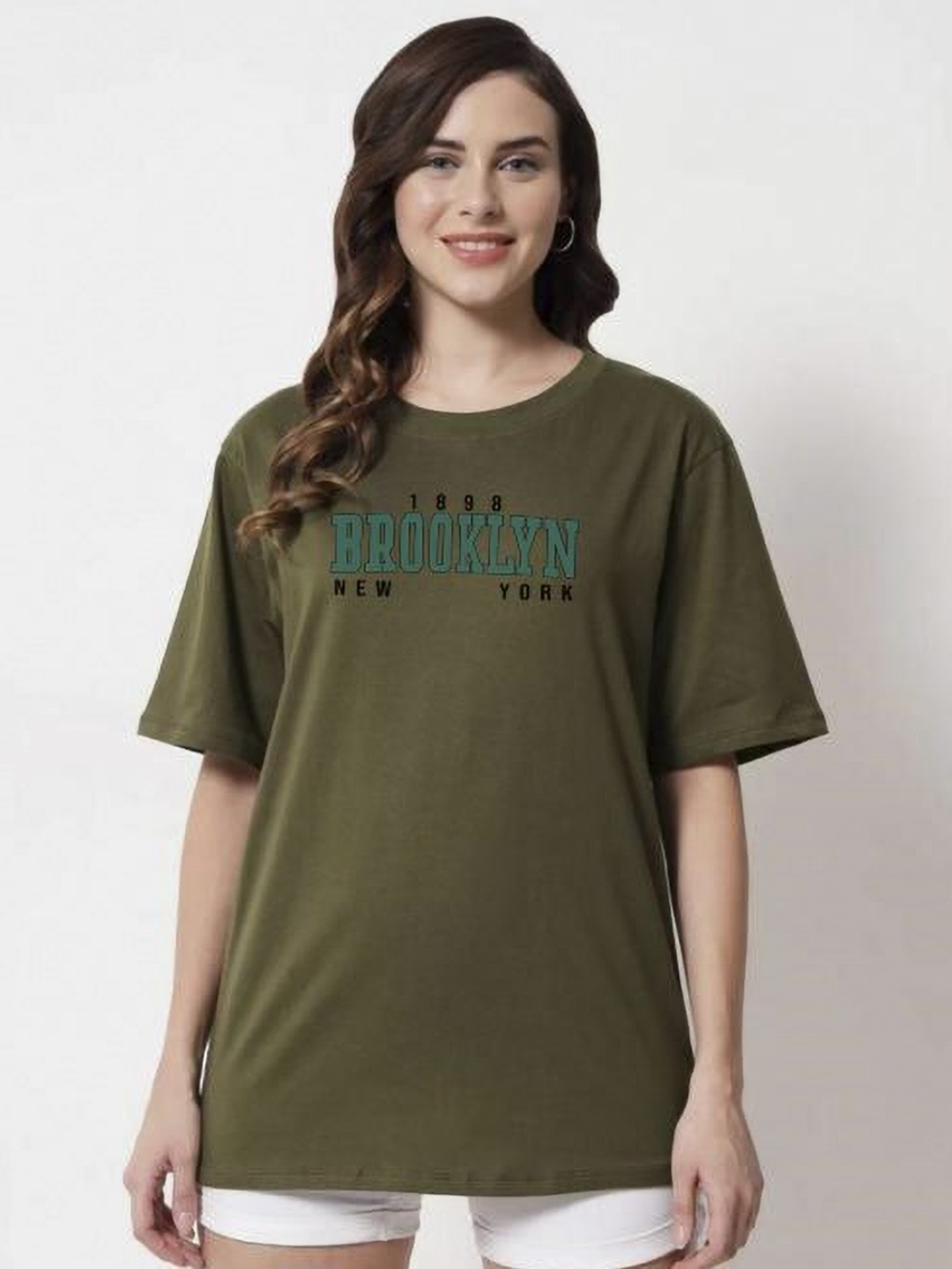 

SZN Women Printed Extended Sleeves T-shirt, Olive