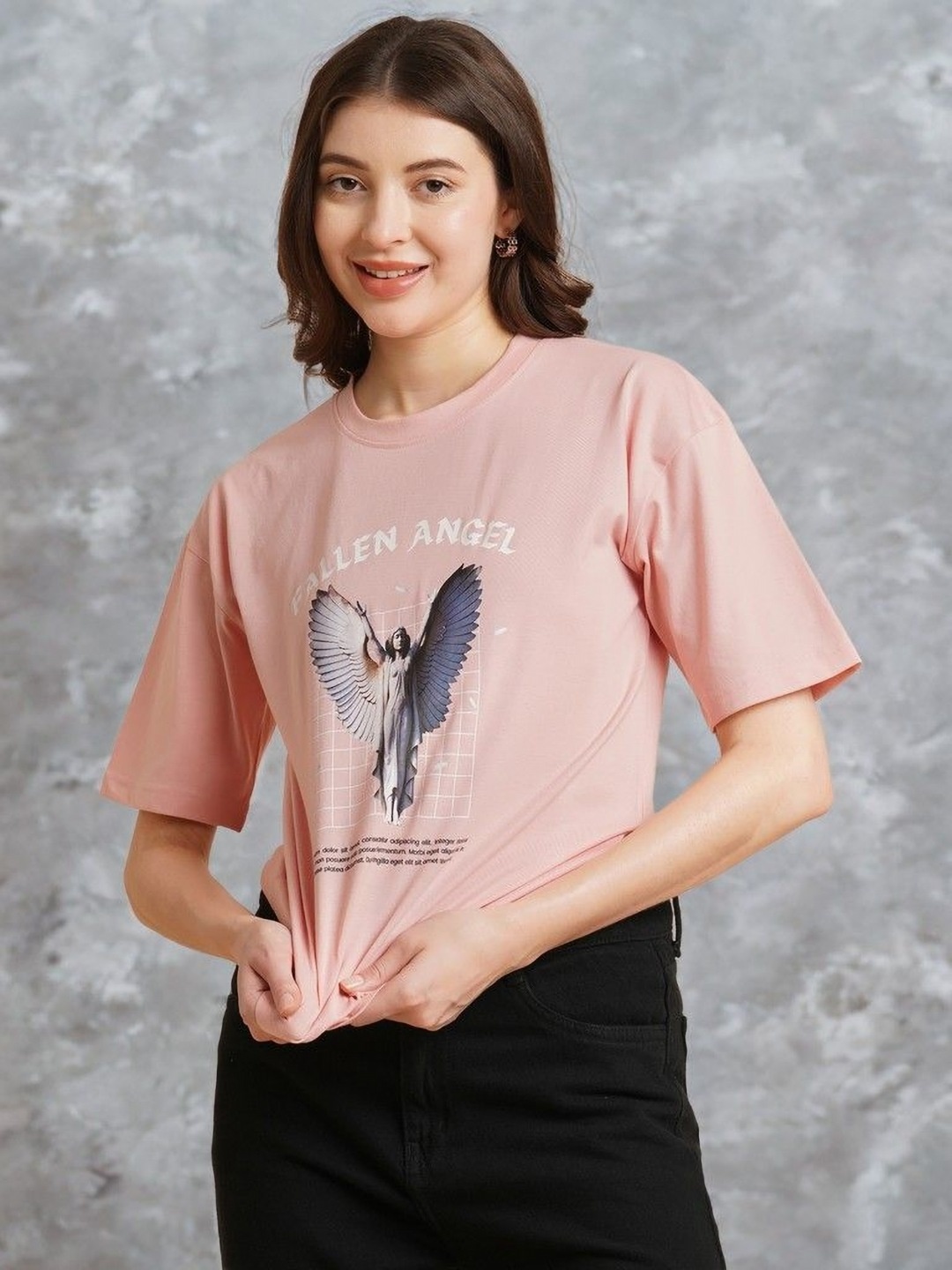 

DressBerry Women Printed Applique T-shirt, Peach