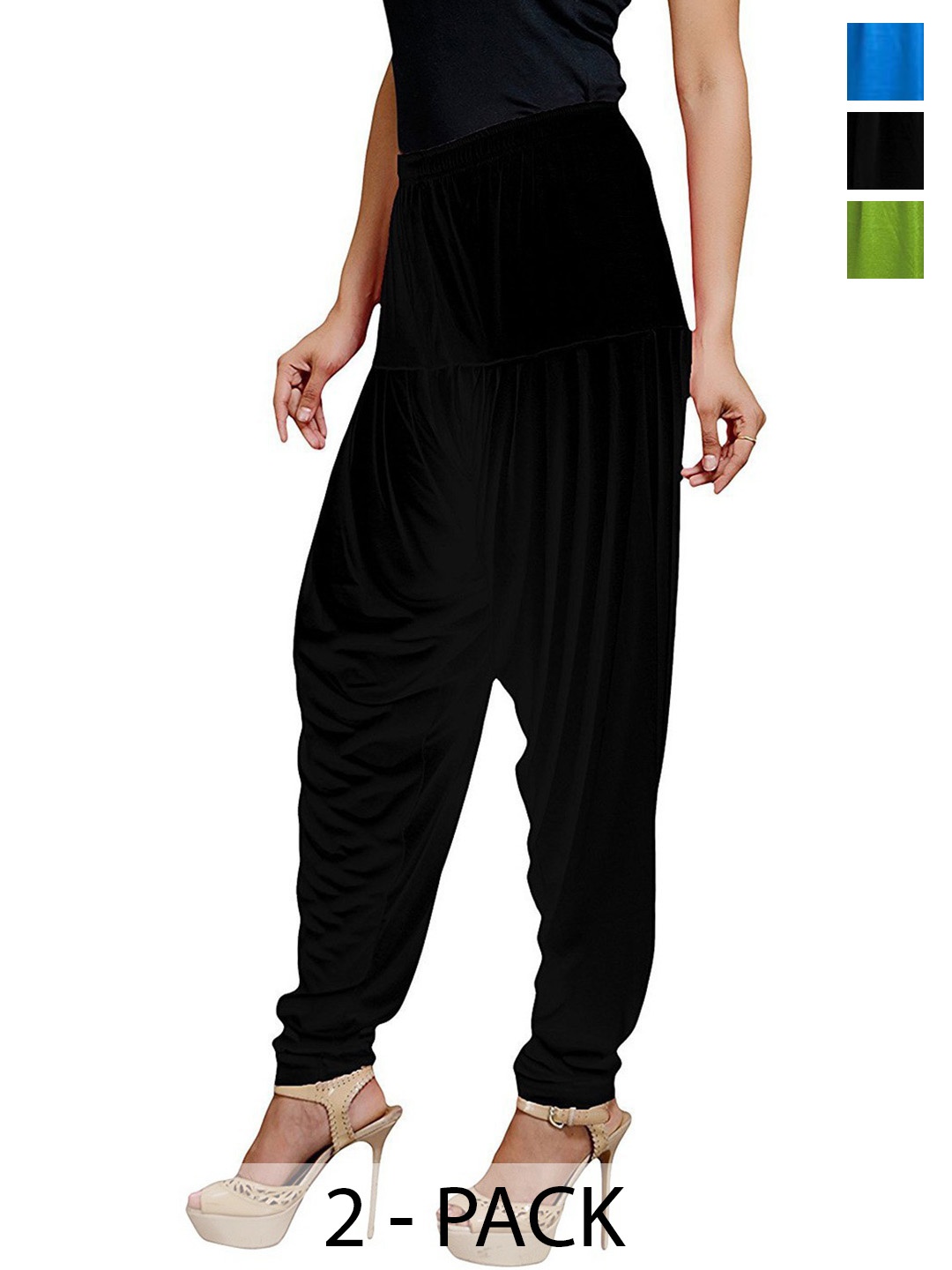 

AFRA GARMENTS Women Pack Of 3 Mid-Rise Patiala, Blue