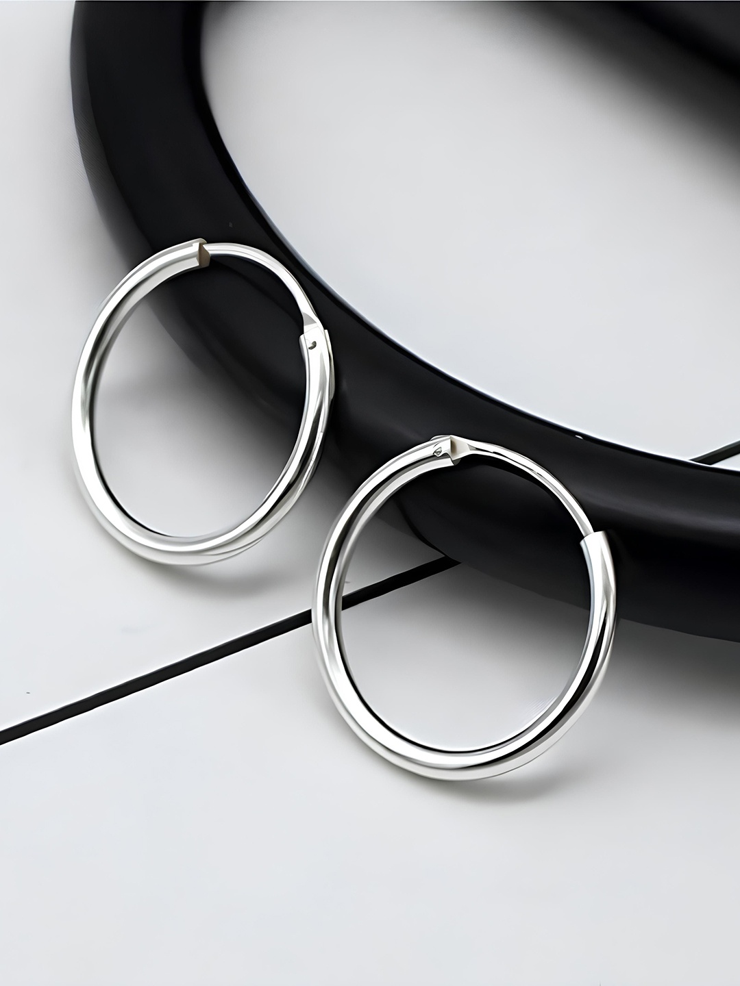 

Crazy Fashion Stainless Steel Circular Hoop Earrings, Silver