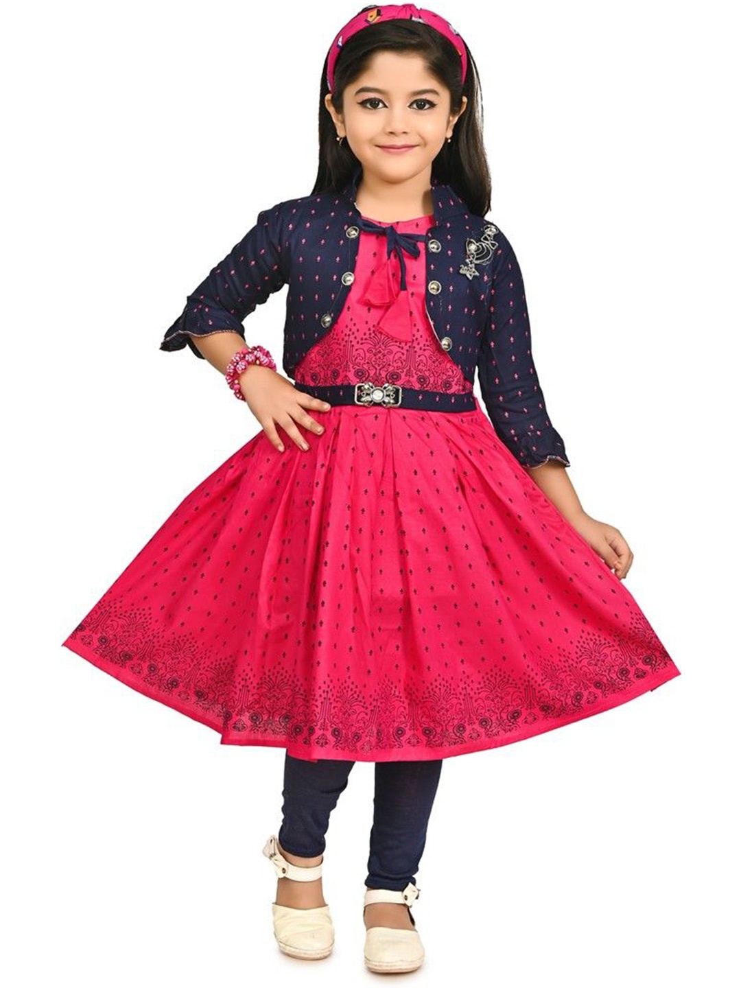 

PRIYANKA'S COLLECTION Print Fit & Flare Dress, Pink