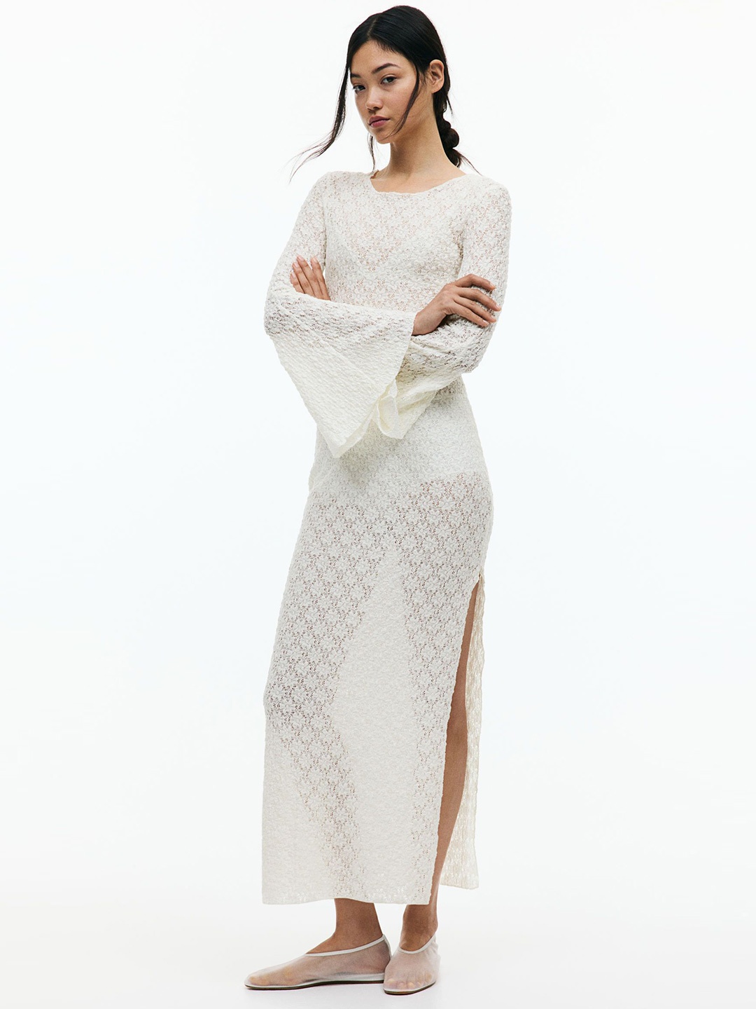 

H&M Jacquard-Jersey Bodycon Dress, White