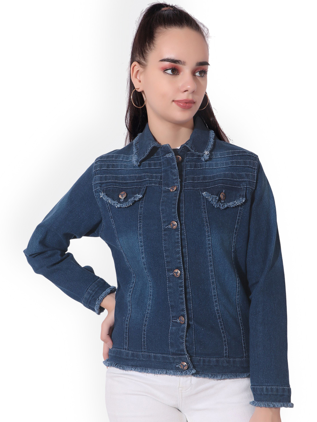 

CEFALU Women Denim Jacket, Blue