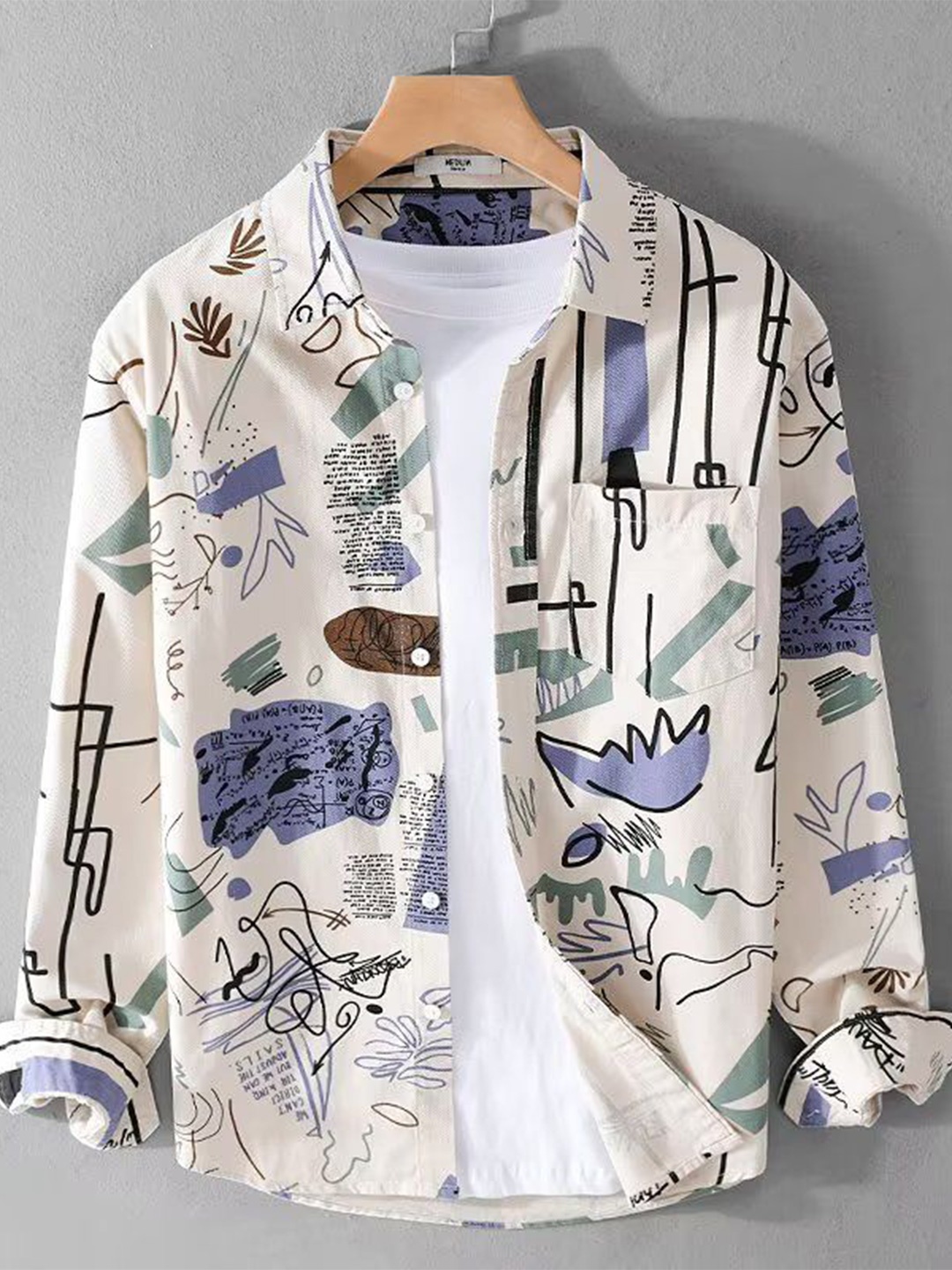 

StyleCast Men Graphic Printed Casual Shirt, White
