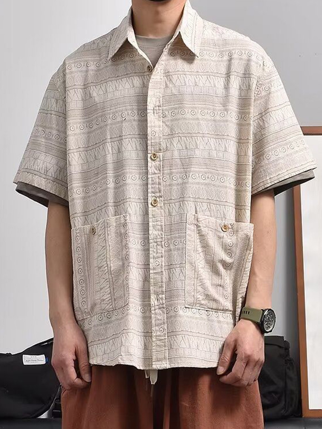 

StyleCast Men Opaque Printed Casual Shirt, Off white