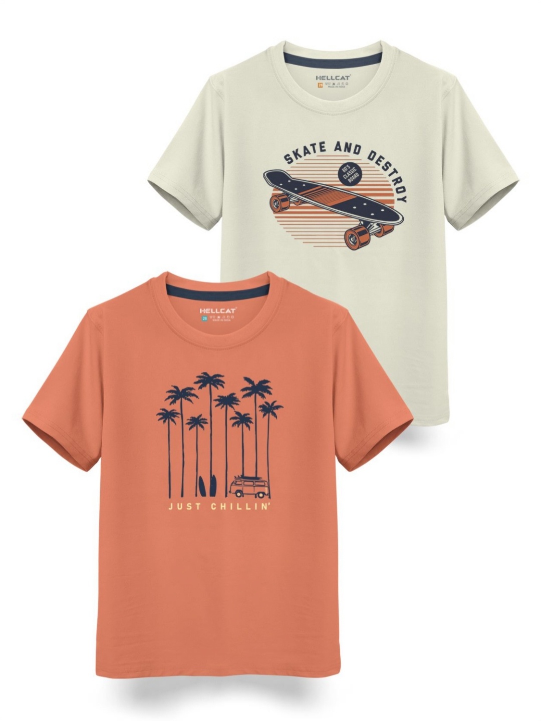 

HELLCAT Boys Typography 2 Printed T-shirt, Orange