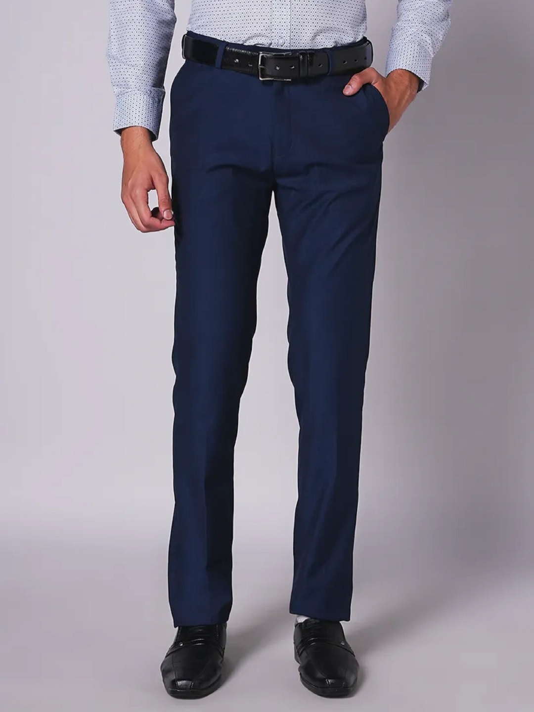 

Haul Chic Men Smart Slim Fit Trousers, Blue
