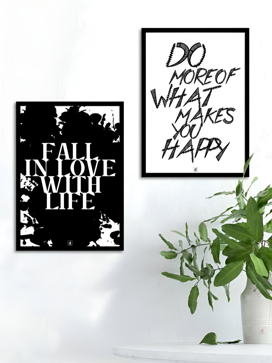 

Myntra Elegant Homes Black & White 2 Pieces Typography Printed Wall Paintings