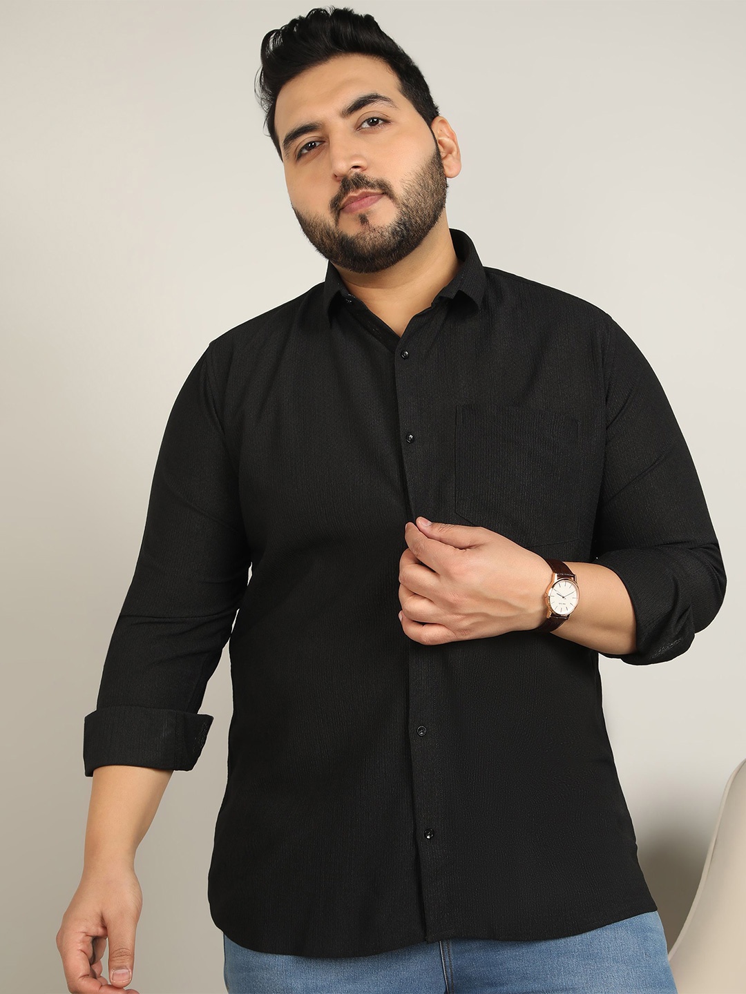 

METRONAUT PLUS Men Classic Opaque Casual Shirt, Black