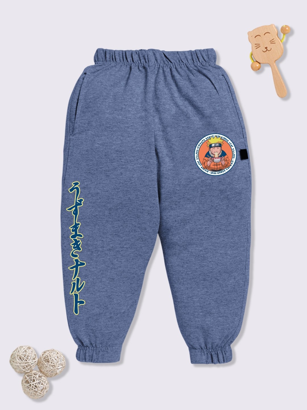 

YK X Minute Mirth Boys Pure Cotton Naruto Printed Relaxed Fit Joggers, Blue