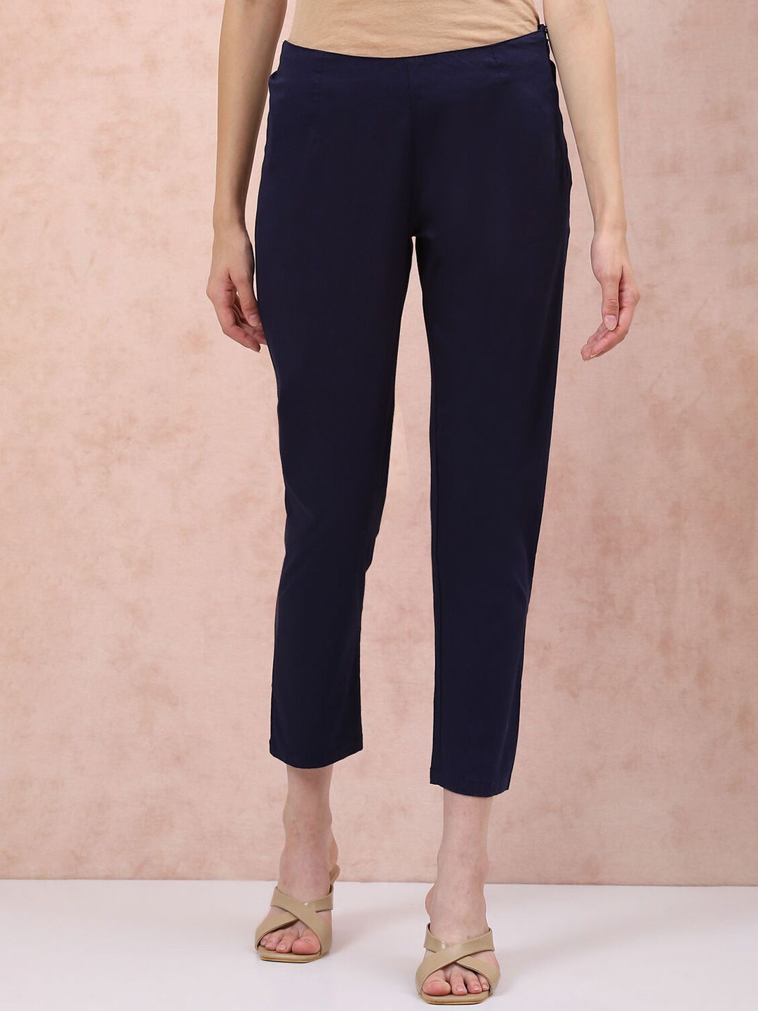 

Rangriti Women Comfort Low-Rise Trousers, Blue