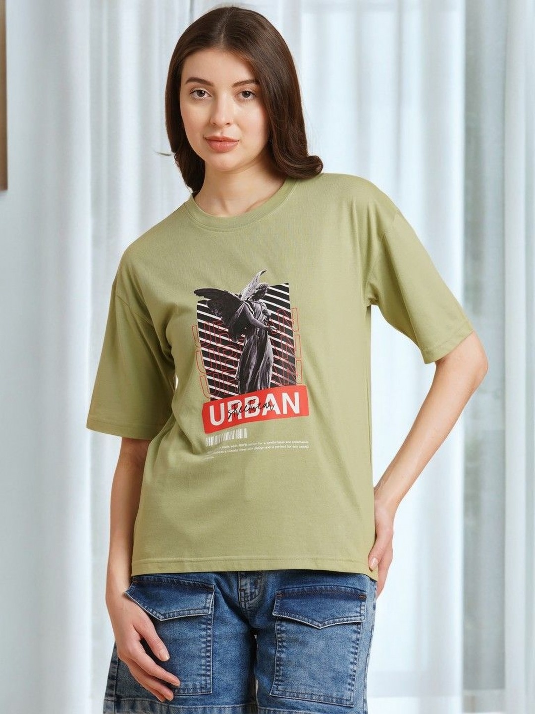 

DressBerry Women Printed T-shirt, Green