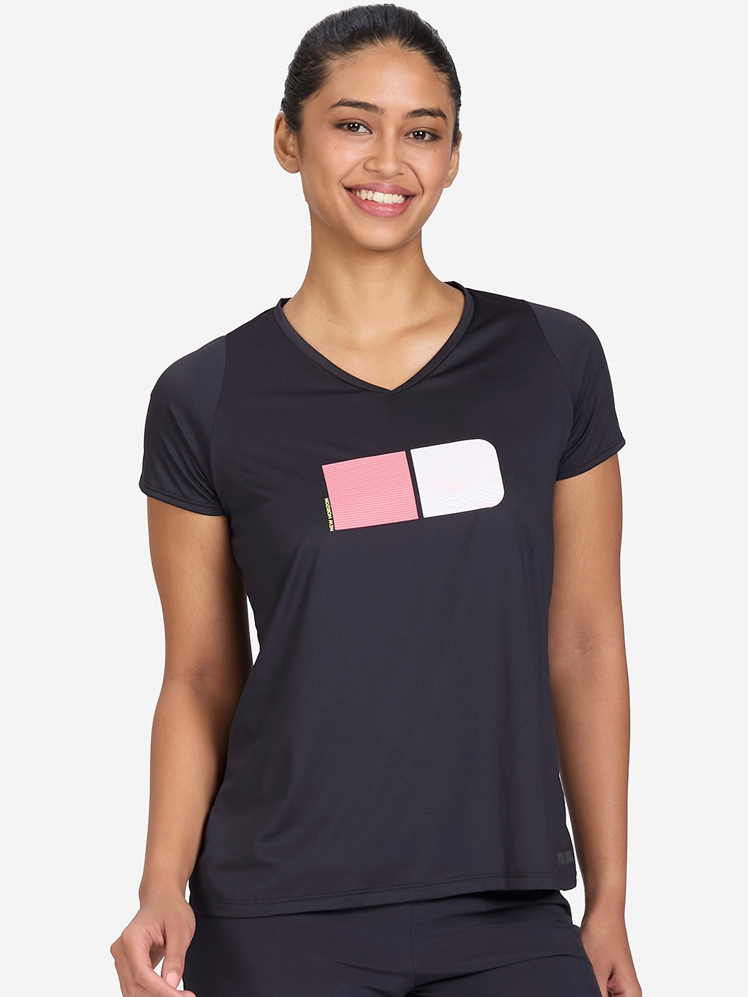 

Kalenji By Decathlon Printed running t-shirt for women run dry 150, Black