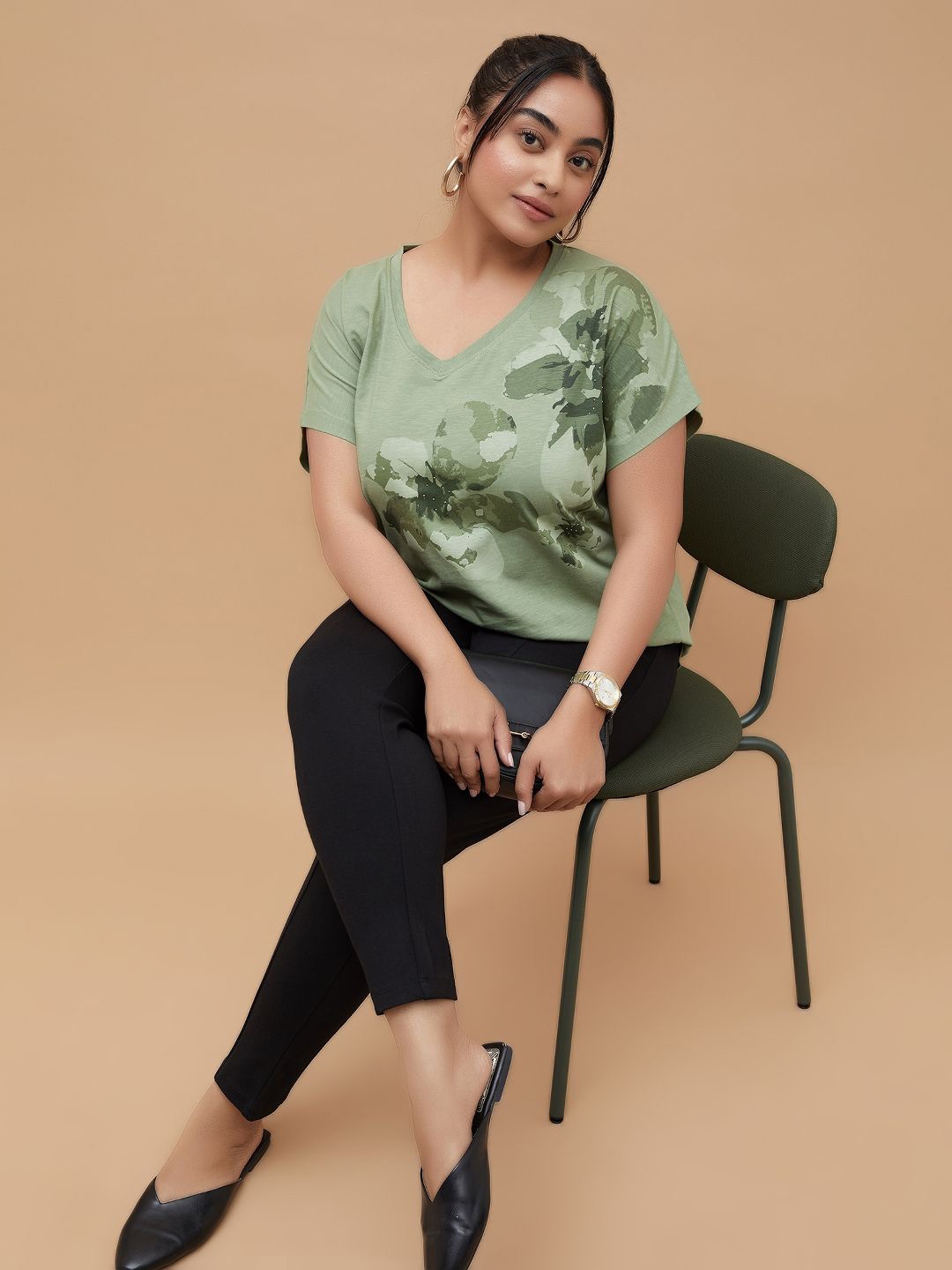 

Nexus by Lifestyle Extended Sleeves Cotton Wrap Top, Green