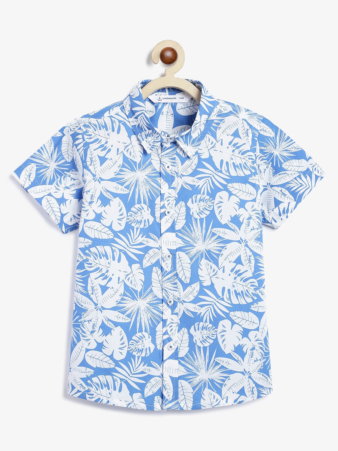 

Campana Boys Floral Opaque Printed Casual Shirt, Blue
