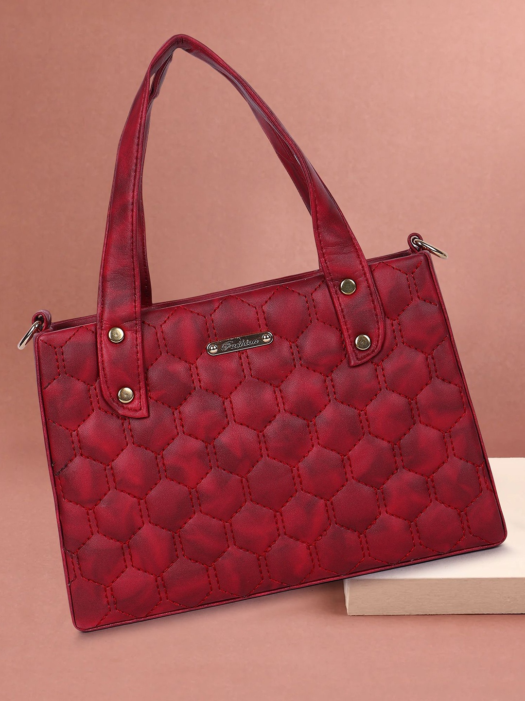 

LADY QUINTON PU Shopper Handheld Bag with Quilted, Maroon