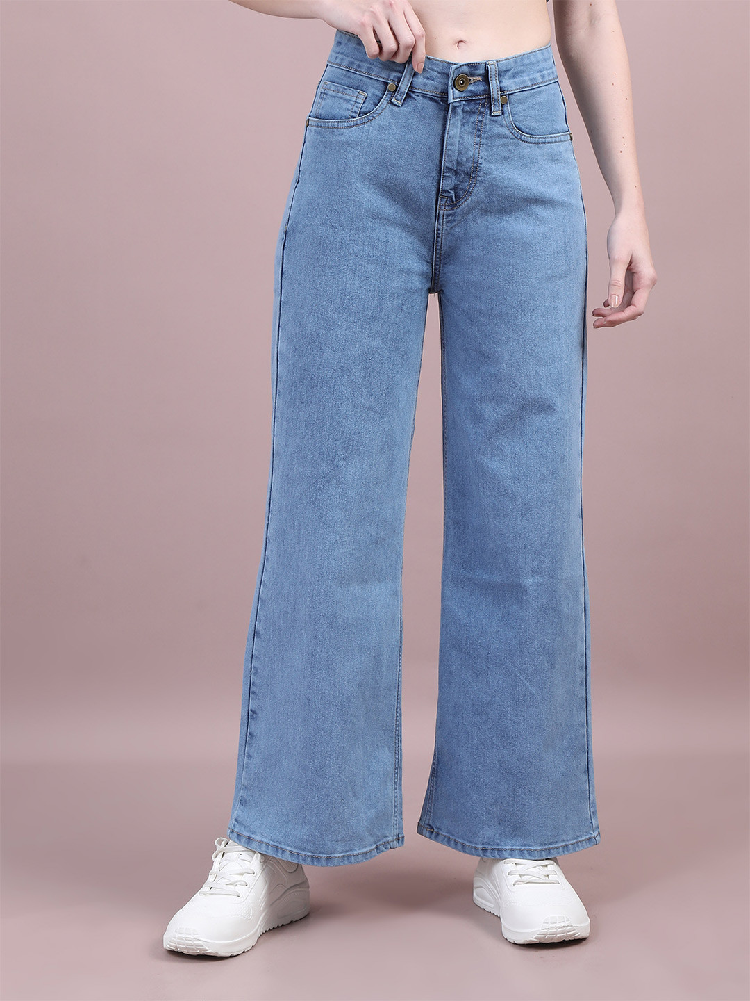 

Chemistry Women Comfort Wide Leg High-Rise Acid Wash Stretchable Jeans, Blue