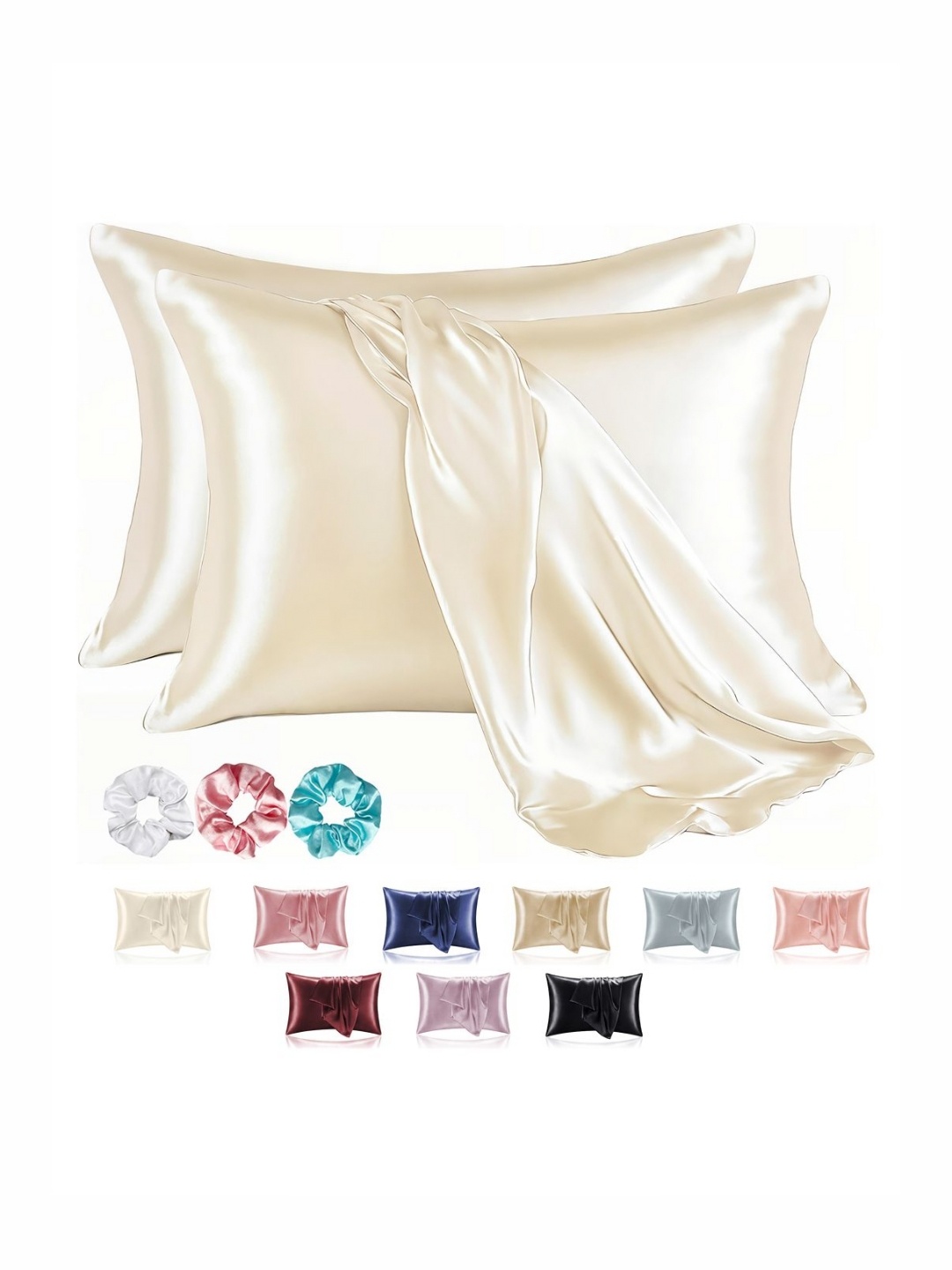 

Aura Off White 2 Pieces Solid Pure Silk Rectangle Pillow Covers