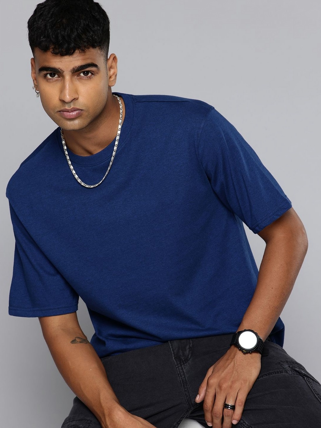

R.Code by The Roadster Life Co. Men Printed Applique T-shirt, Blue