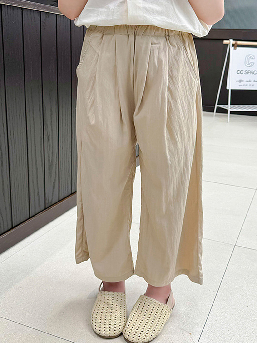 

LULU & SKY Girls Straight Fit Pleated Trousers, Beige