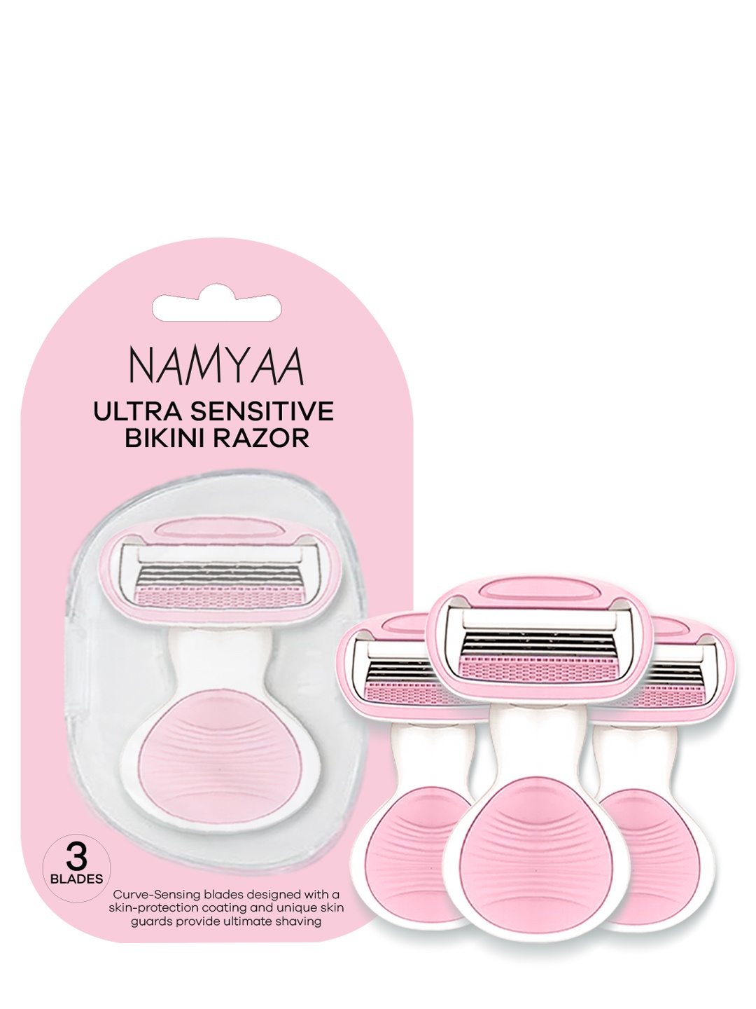 

Namyaa Set Of 3 Ultra Sensitive Bikini Razor With Aloe Vera & Vitamin E, Pink