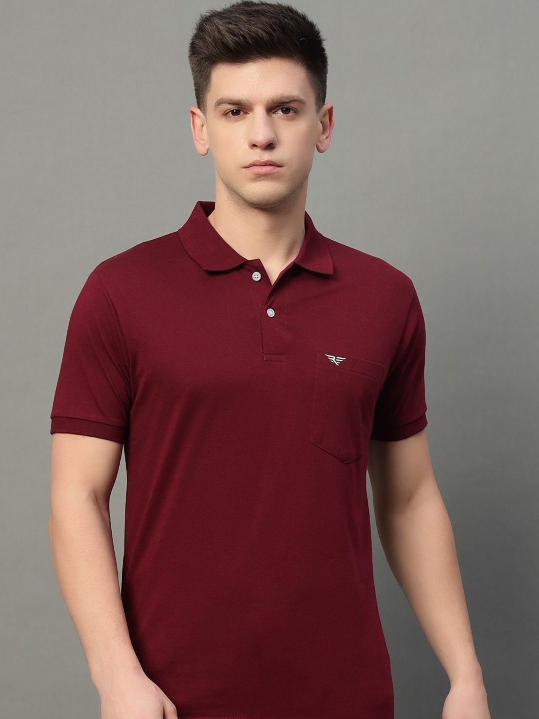 

XYRIS Men Polo Collar T-shirt, Maroon