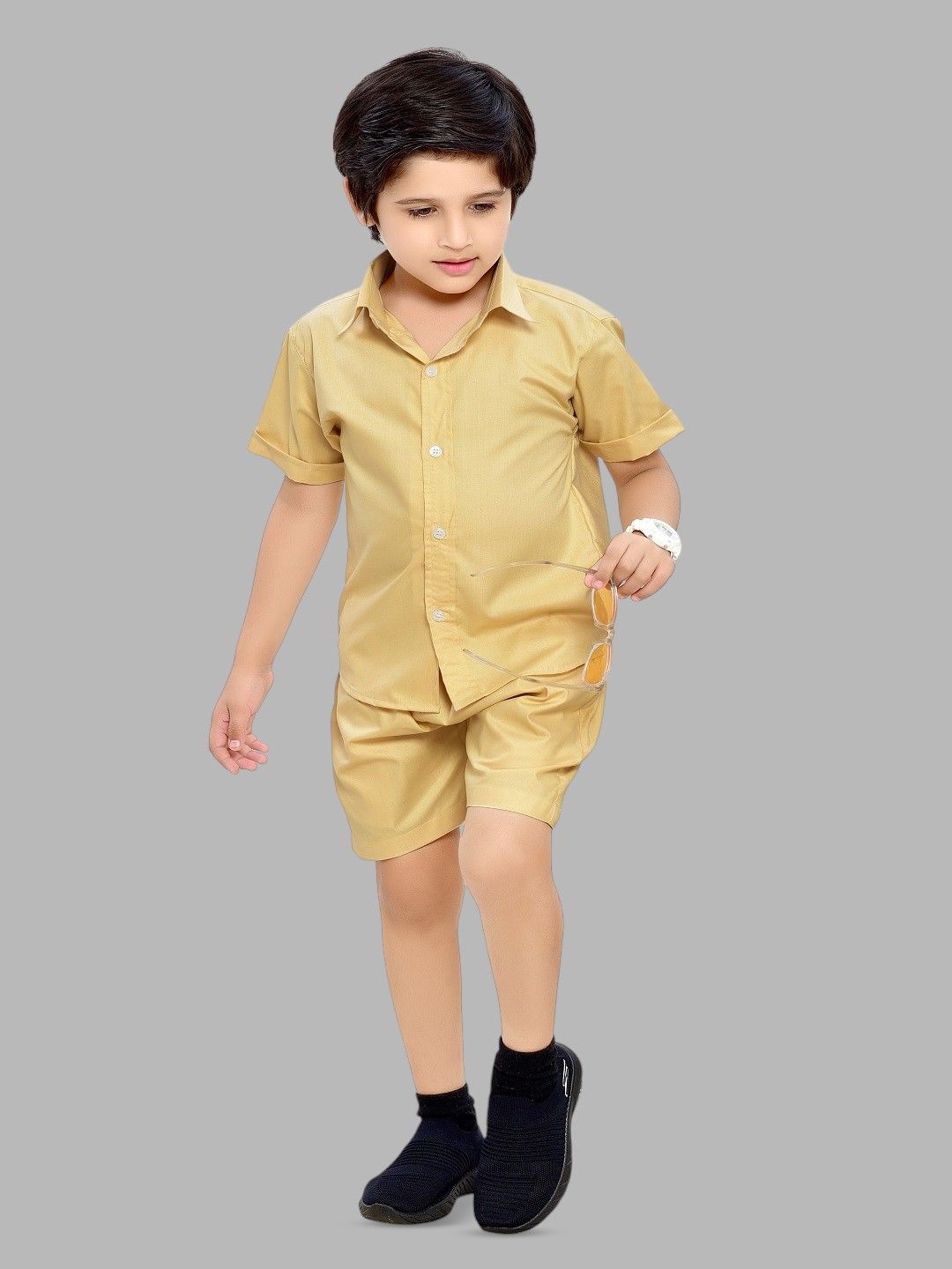 

BAESD Kids Pure Cotton Shirt with Shorts, Yellow