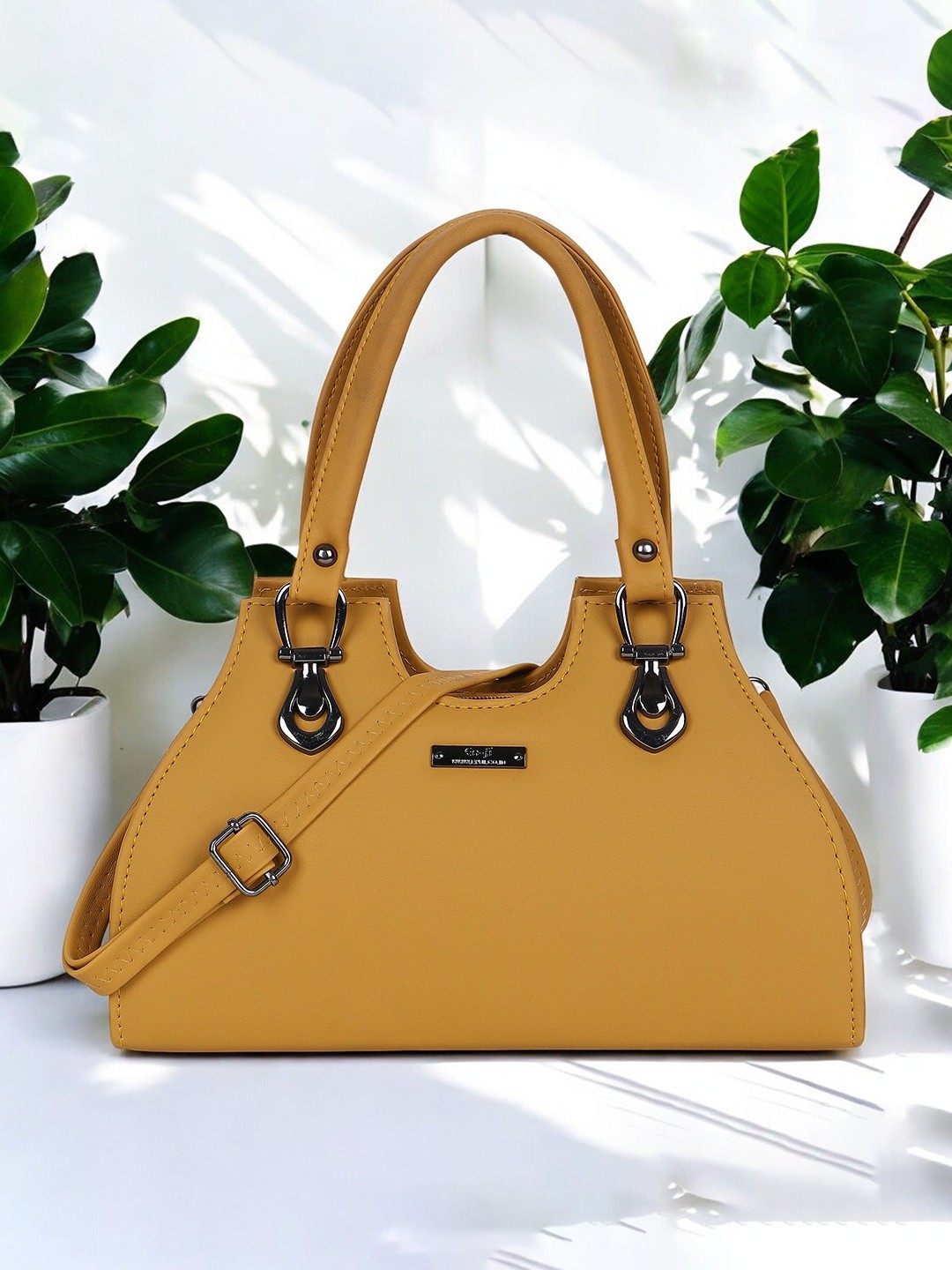 

LADY QUINTON PU Structured Handheld Bag, Yellow
