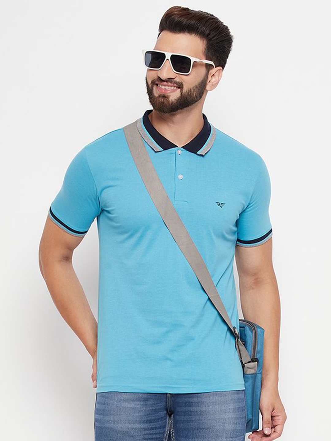 

XYRIS Men Polo Collar T-shirt, Turquoise blue