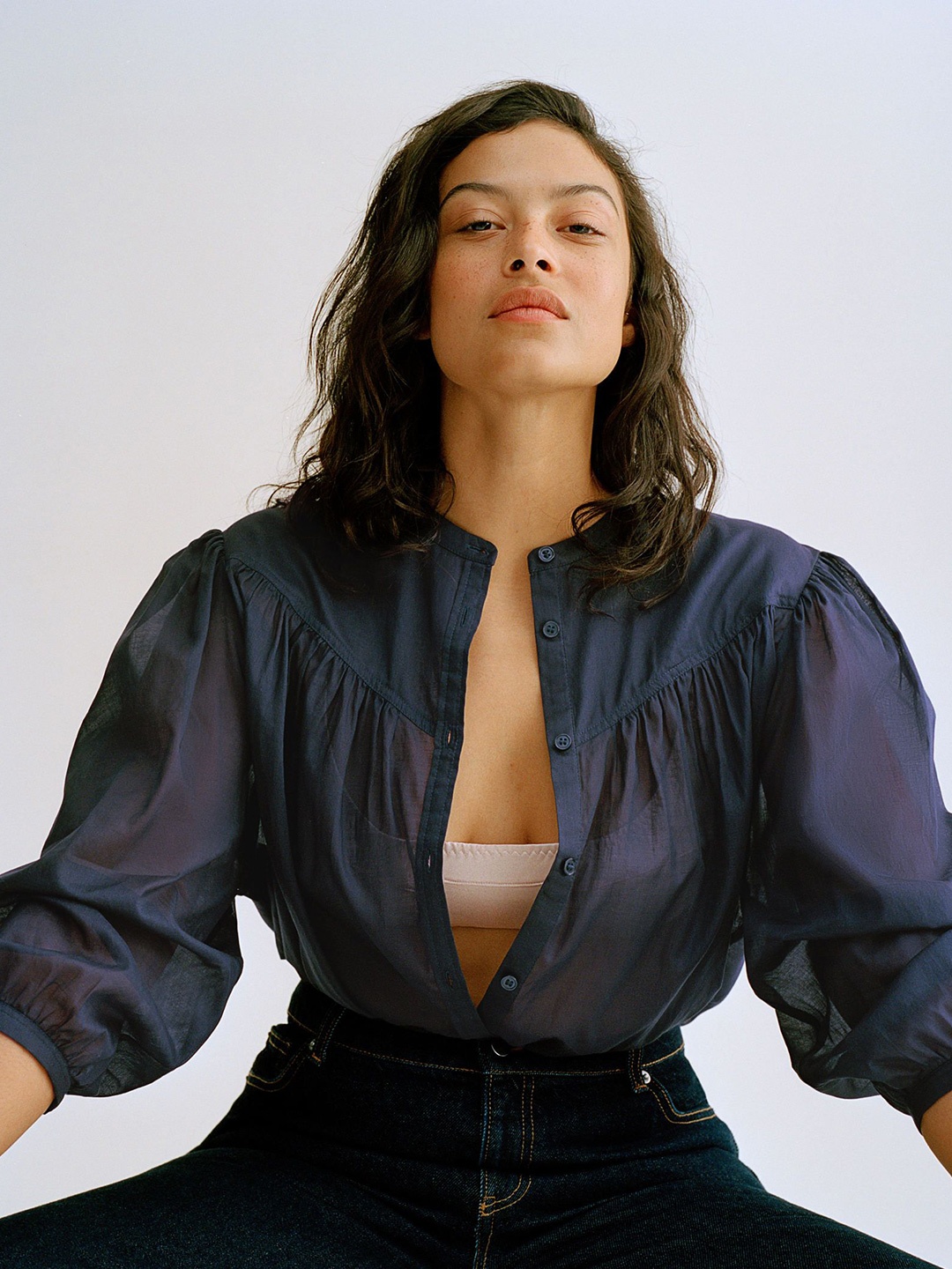 

H&M Cotton Blouse, Blue