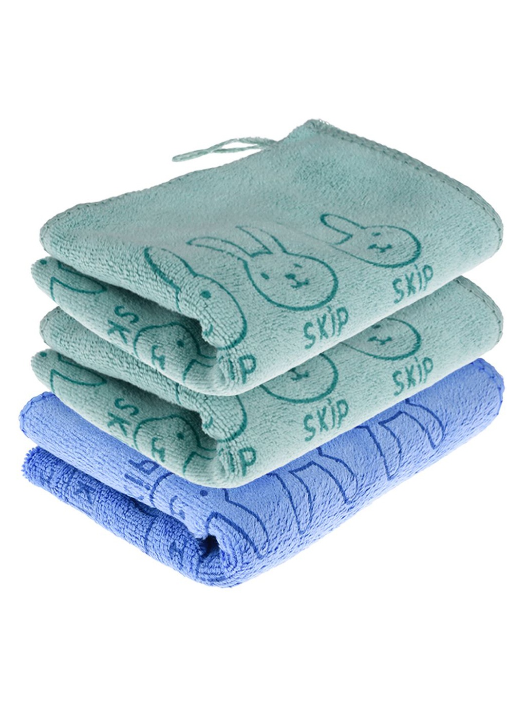 

Kuber Industries Pack Of 3 Green & Blue Reusable Skip Printed Microfiber Cleaning Cloth