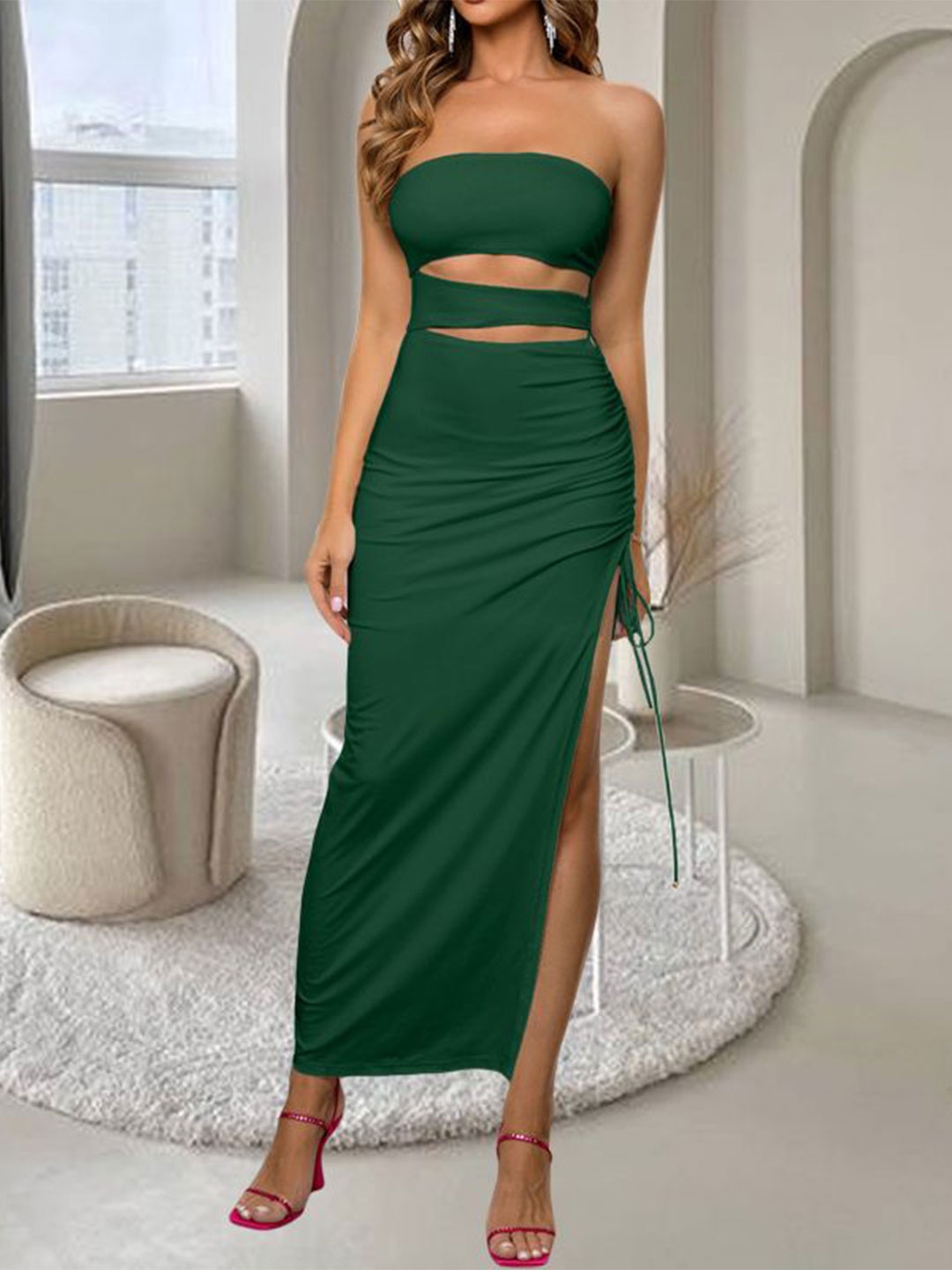 

JC Mode Off-Shoulder Maxi Dress, Green