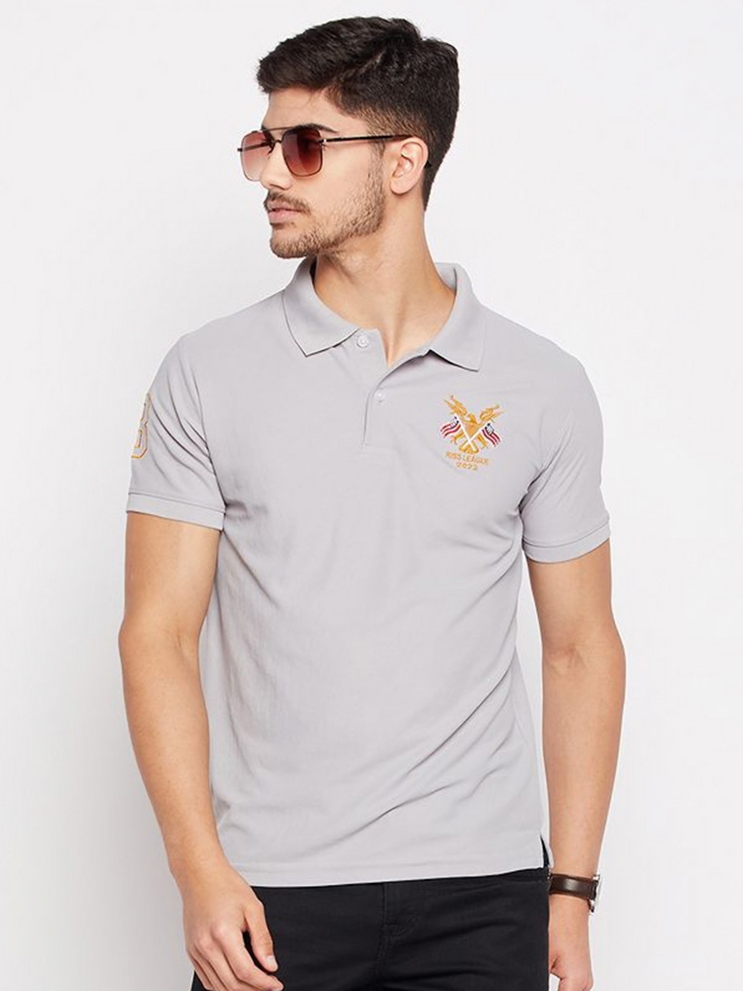

XYRIS Men Polo Collar T-shirt, Grey