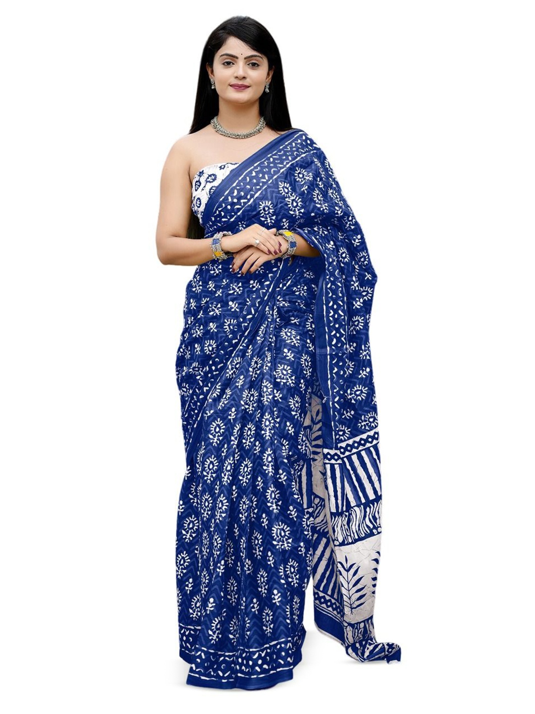 

HMP Fashion Batik Ikat Saree, Blue