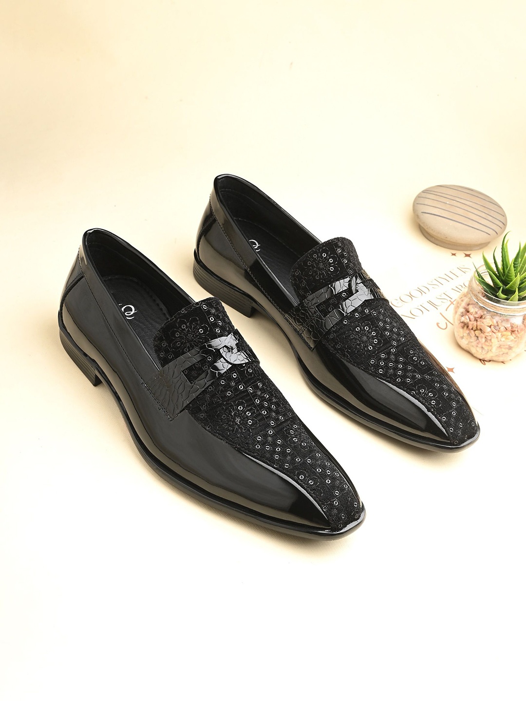 

House Of Pataudi Men Formal Slip On Loafers, Black