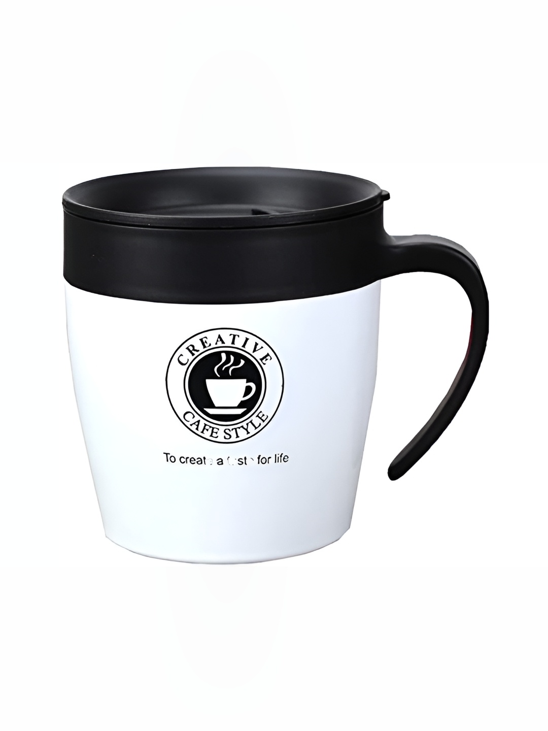 

Baskety White & Black Printed Stainless Steel Matte Mug 330ml