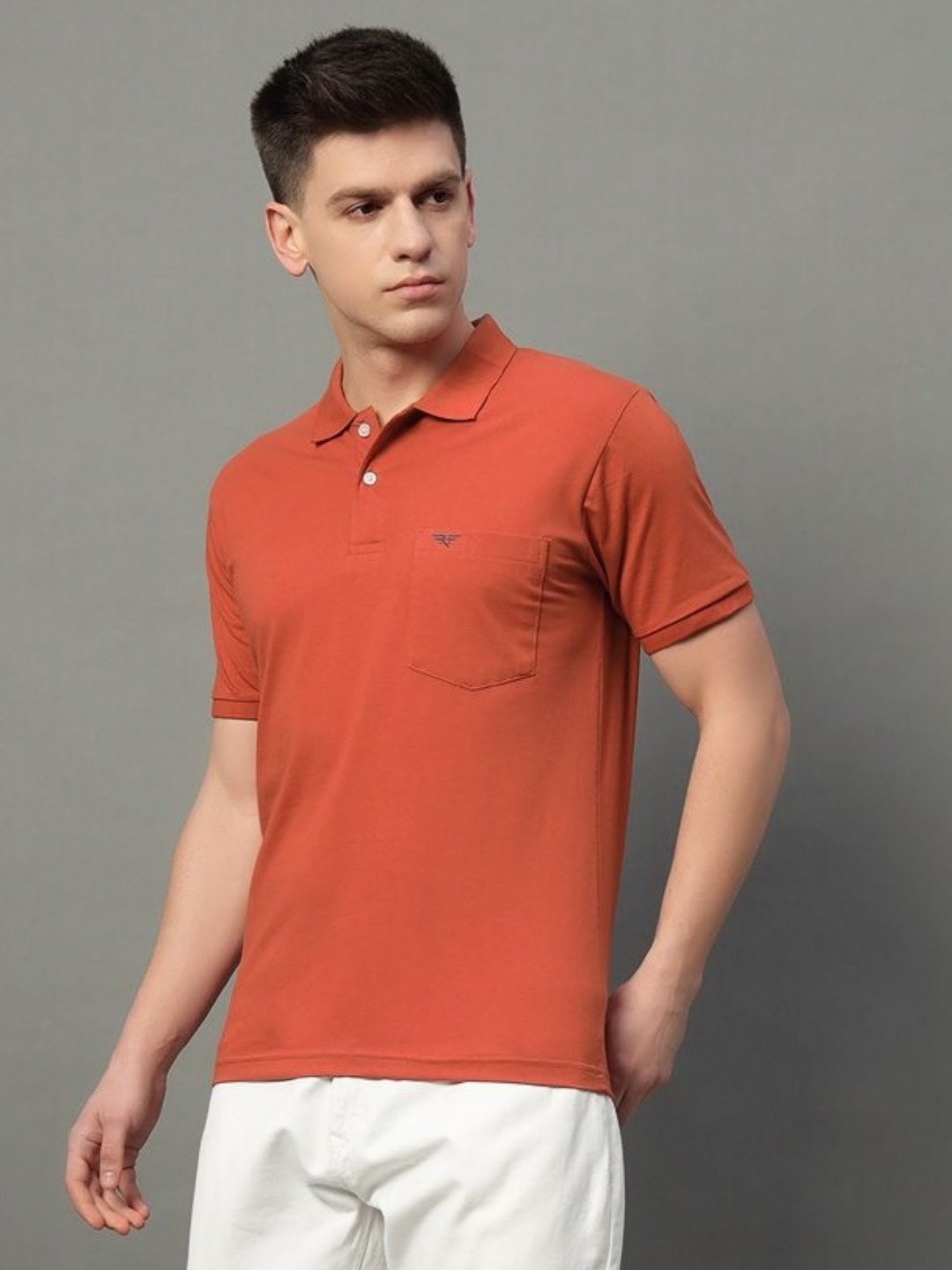 

XYRIS Men Polo Collar T-shirt, Rust