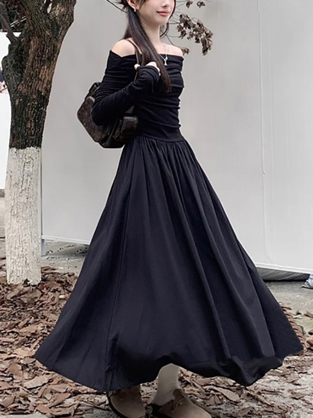 

DressBerry Puff Sleeve Maxi Dress, Black