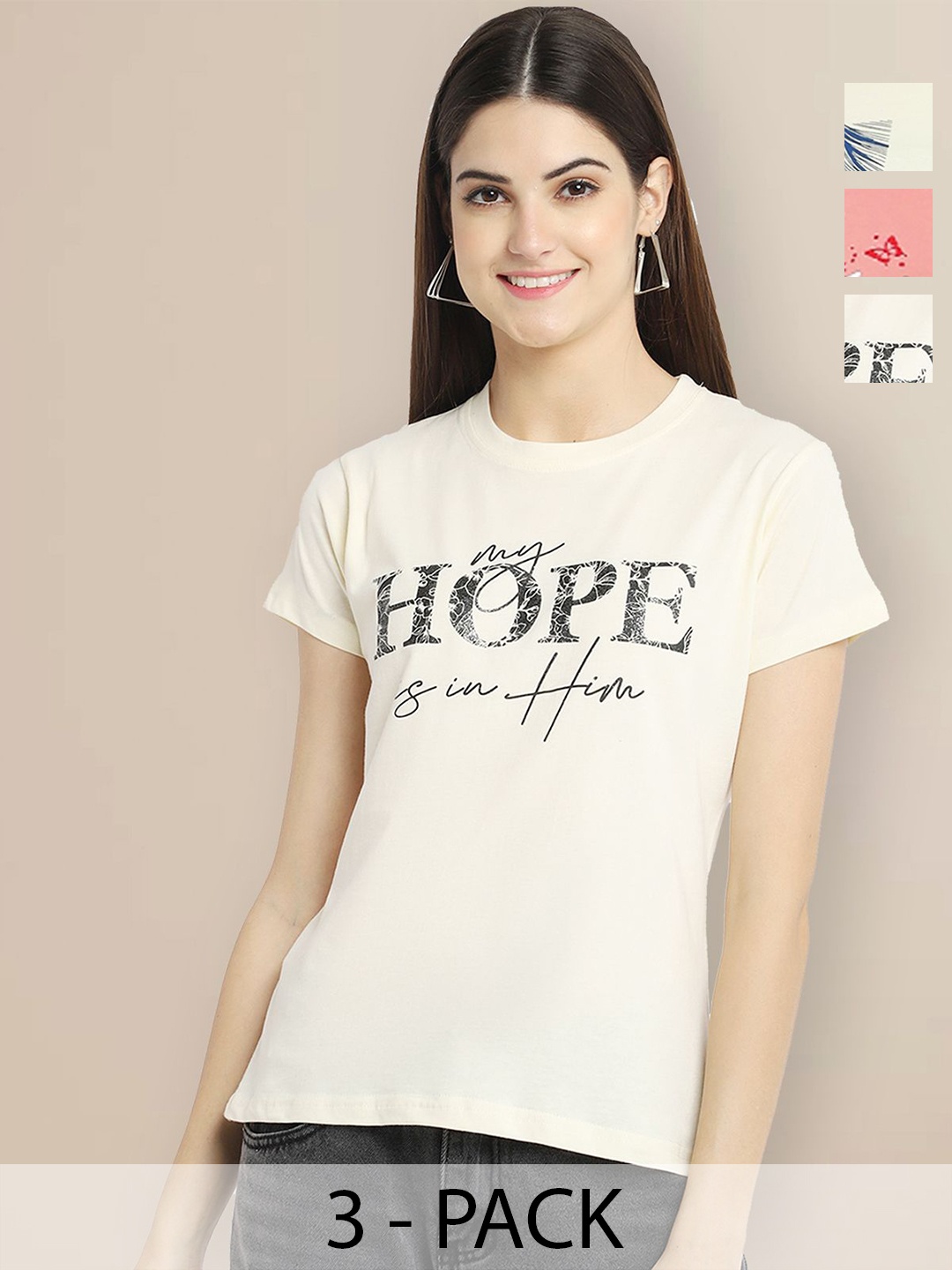 

Metronaut Women Typography 3 Printed Applique T-shirt, Multi