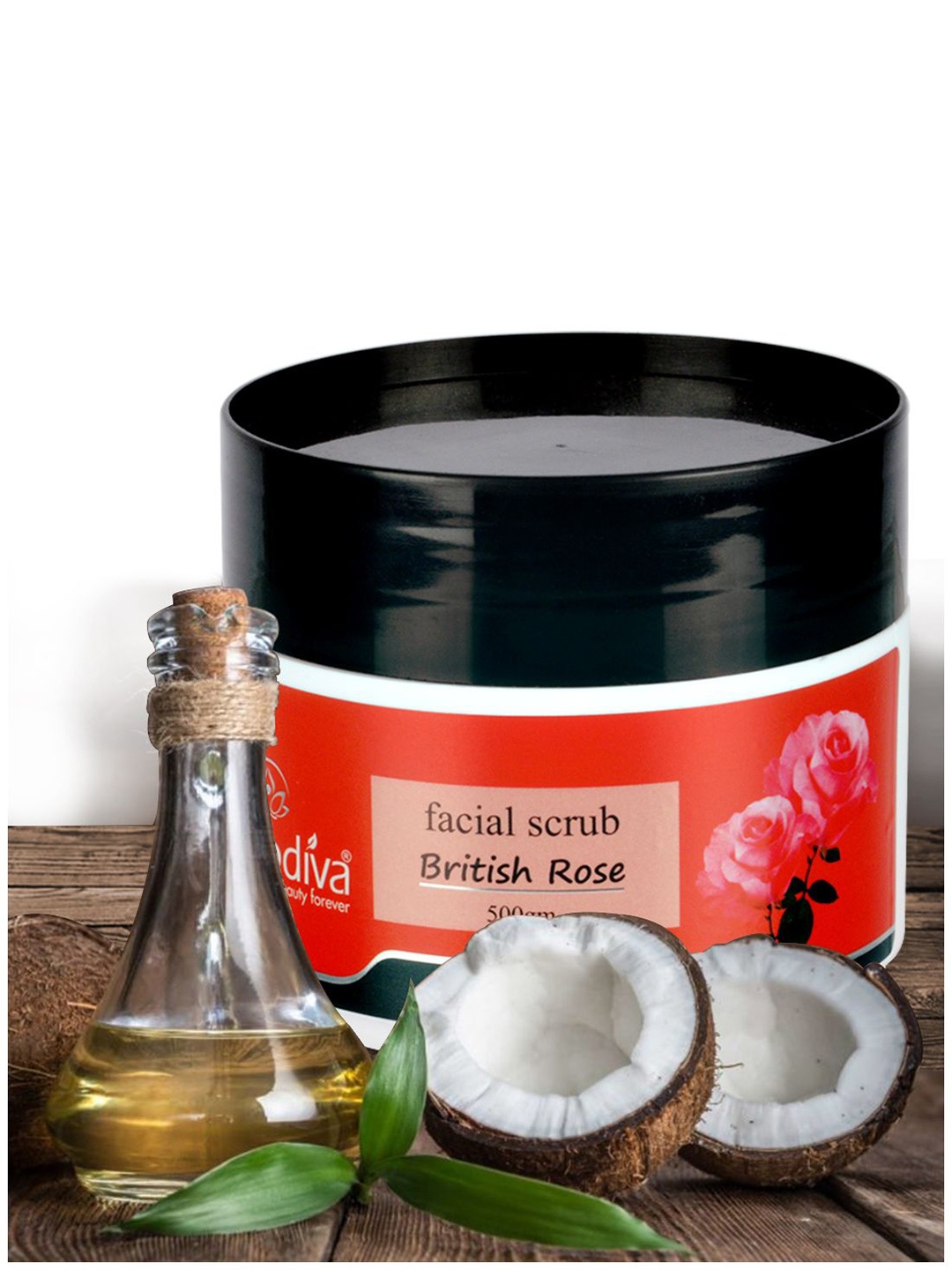 

Herbdiva British Rose With Almond Oil Hydrating & Nourishing Face Scrub - 500 g, Red