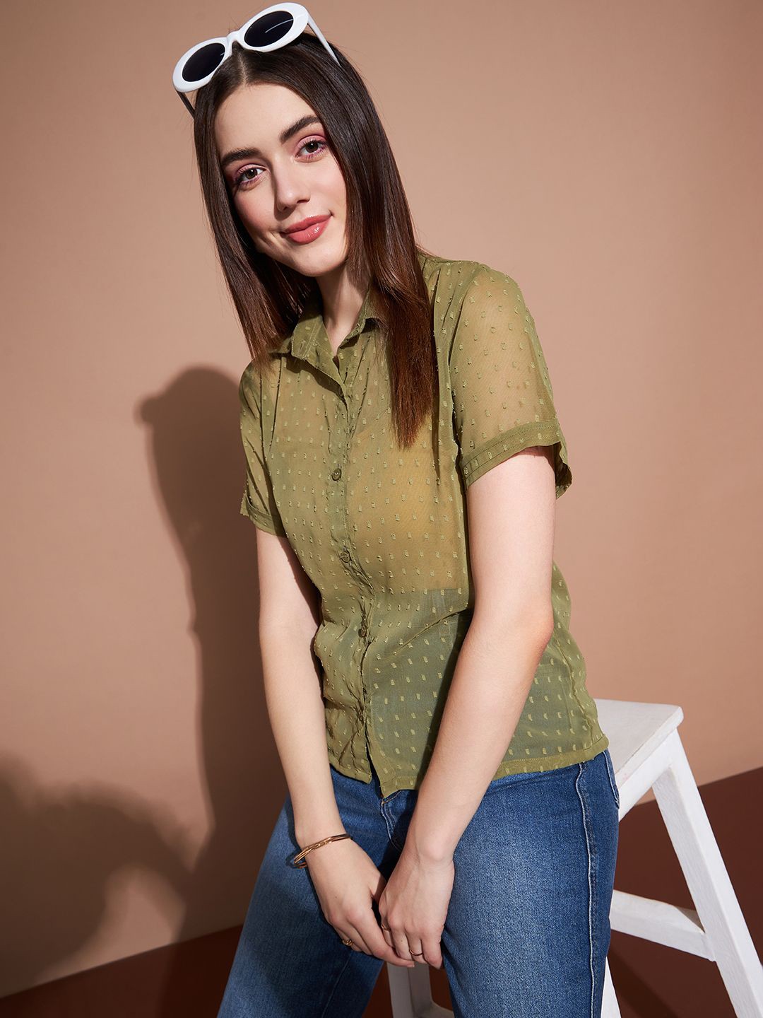 

DressBerry Women Opaque Casual Shirt, Olive