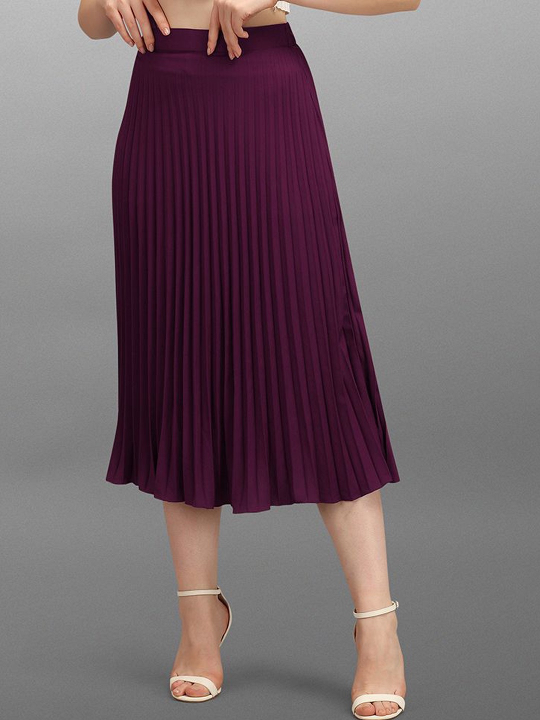 

Moda Rapido Pleated Midi Skirt, Purple