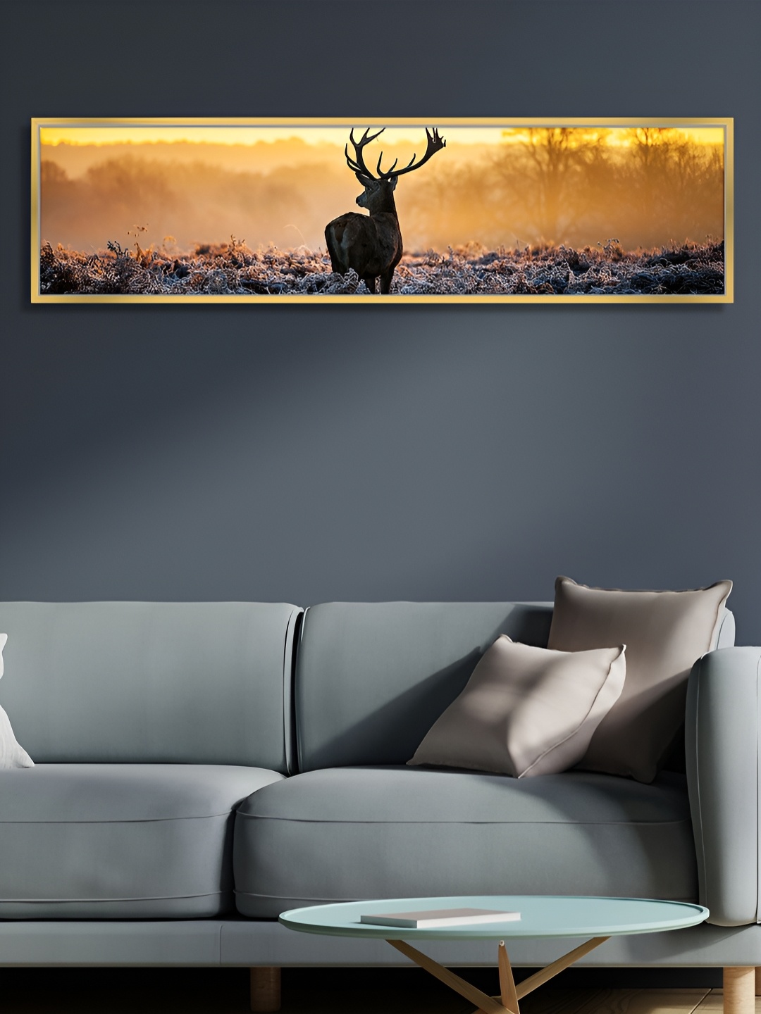 

Myntra Elegant Homes Gold-Toned & Black Alone Dear Standing Canvas Wall Painting