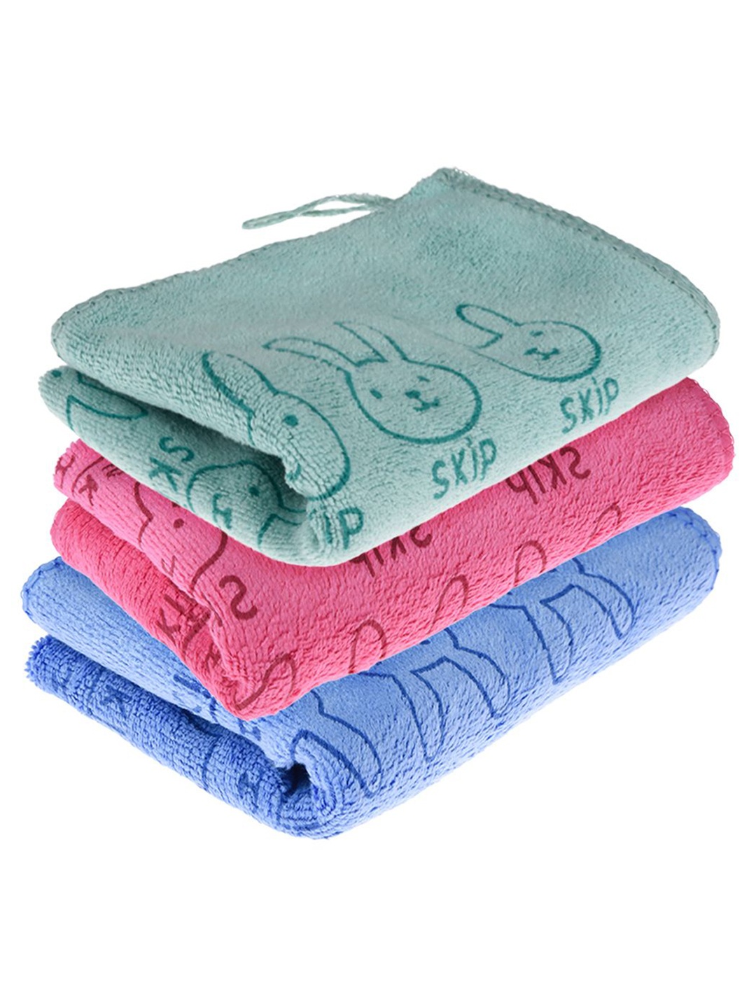 

Kuber Industries Pack Of 3 Green and Pink Reusable Skip Printed Cleaning Cloth