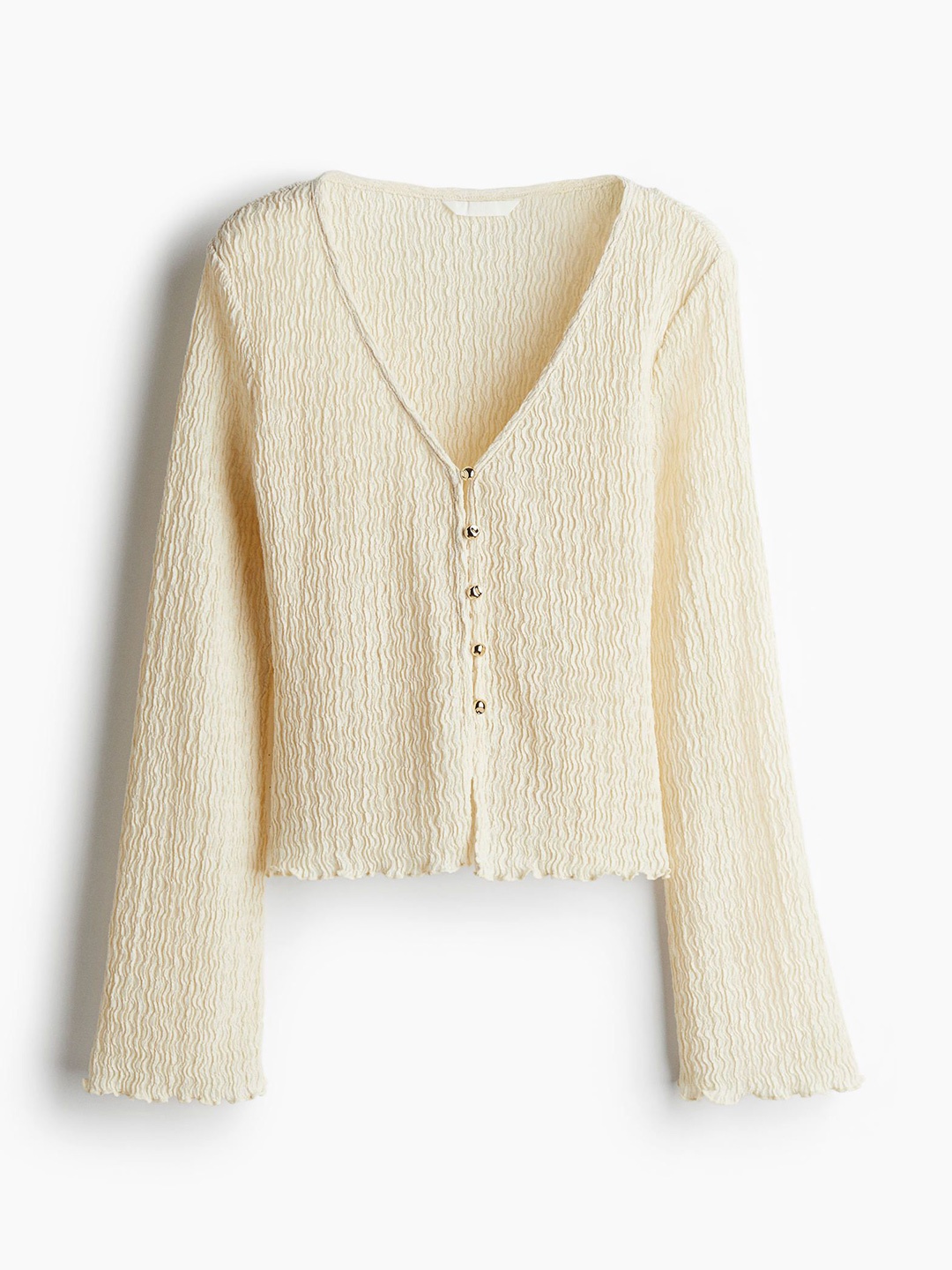 

H&M Textured Jersey Top, Beige