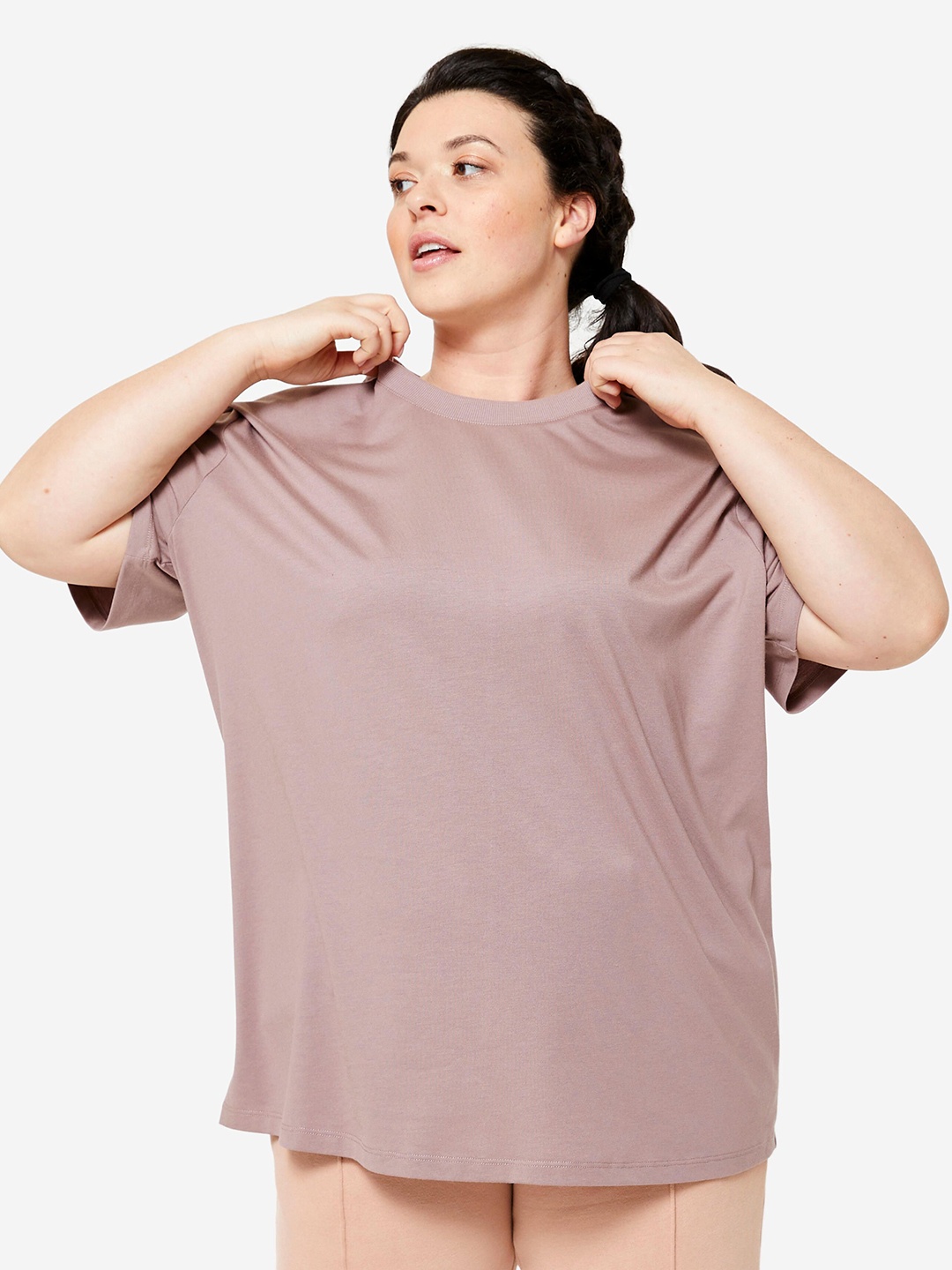 

Domyos By Decathlon Women's Crew Neck Oversized T-Shirt - Frosted Brown
